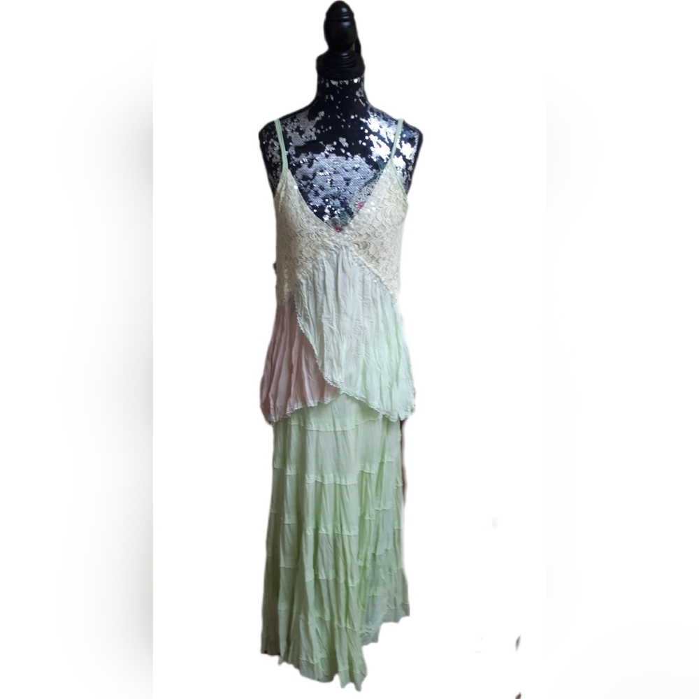 Vintage Lime Green Green Skirt And Matching Camisole